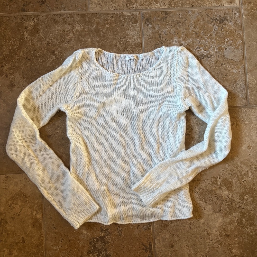 Brandy Melville John Galt White Sheer Knit Sweater